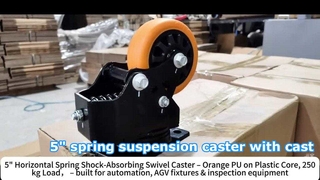 5 inch shock absorbing caster, horizontal spring caster,