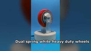 Dual spring  white heavy duty wheels Iron core PU casters